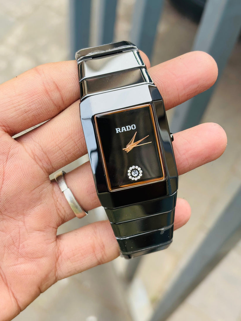 Rado Black Dial Ciramic Belt Watch For Men's