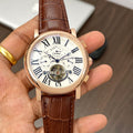 Cartier Automatic White Dial Leather Belt Watch For Men