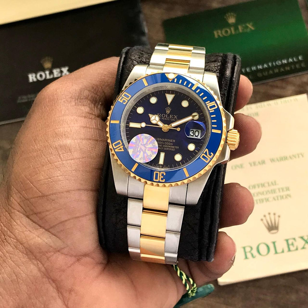 Ro-lex Submariner Analog Blue Dial Round Men's Watch