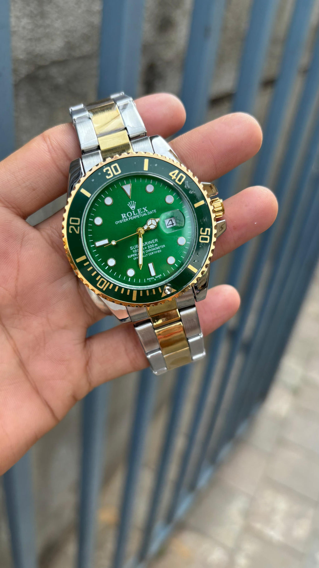 Ro.lex Submariner Quartz Green Dial Men's Watch