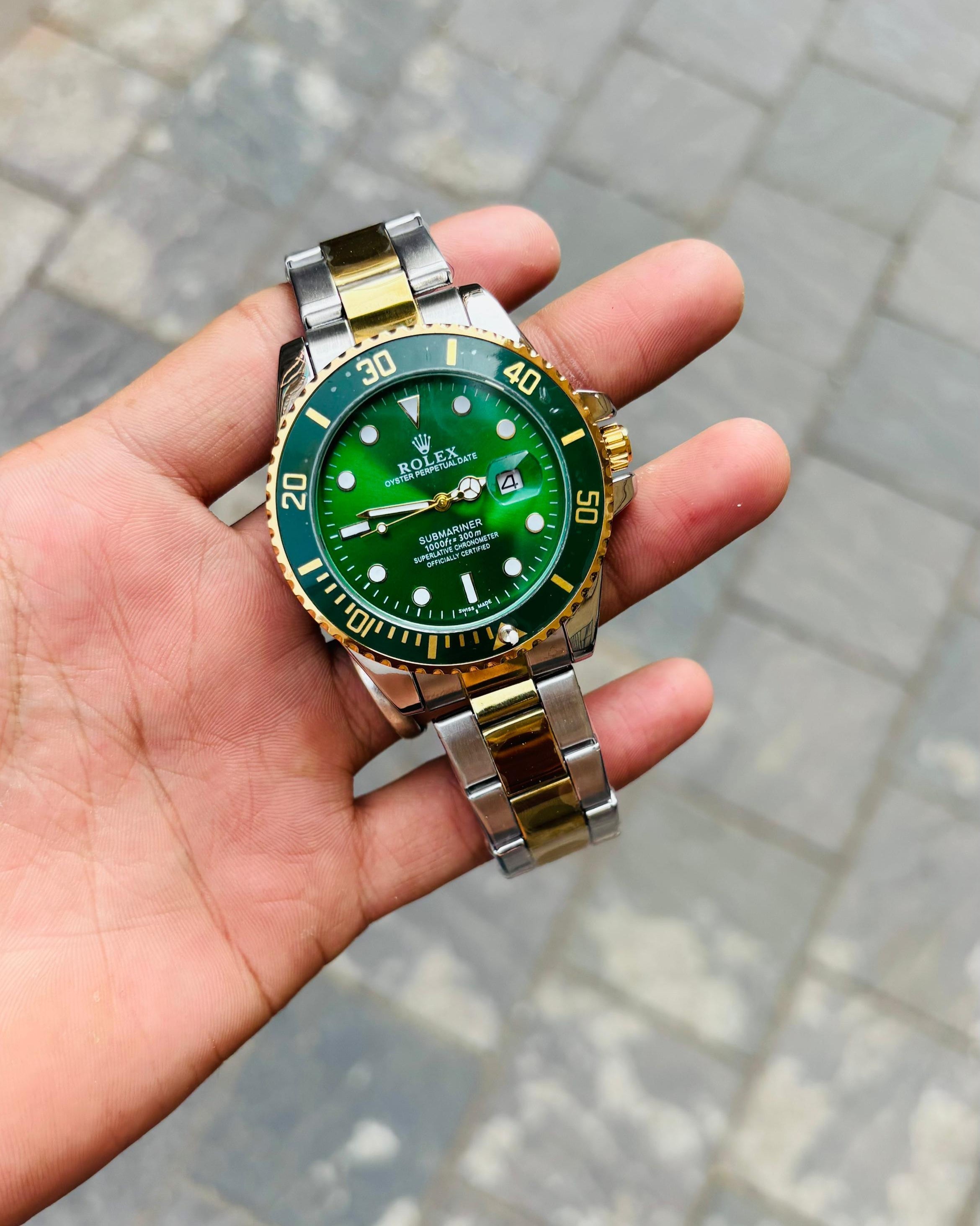 Ro.lex Submariner Quartz Green Dial Men's Watch