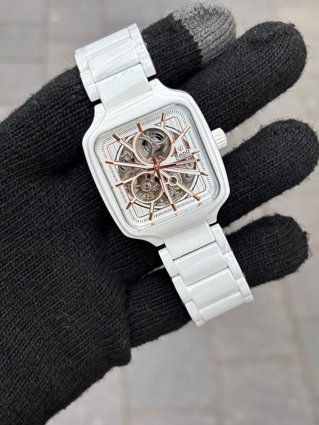 Rado White Dial Ceramic Automatic Open Heart Men's Watch