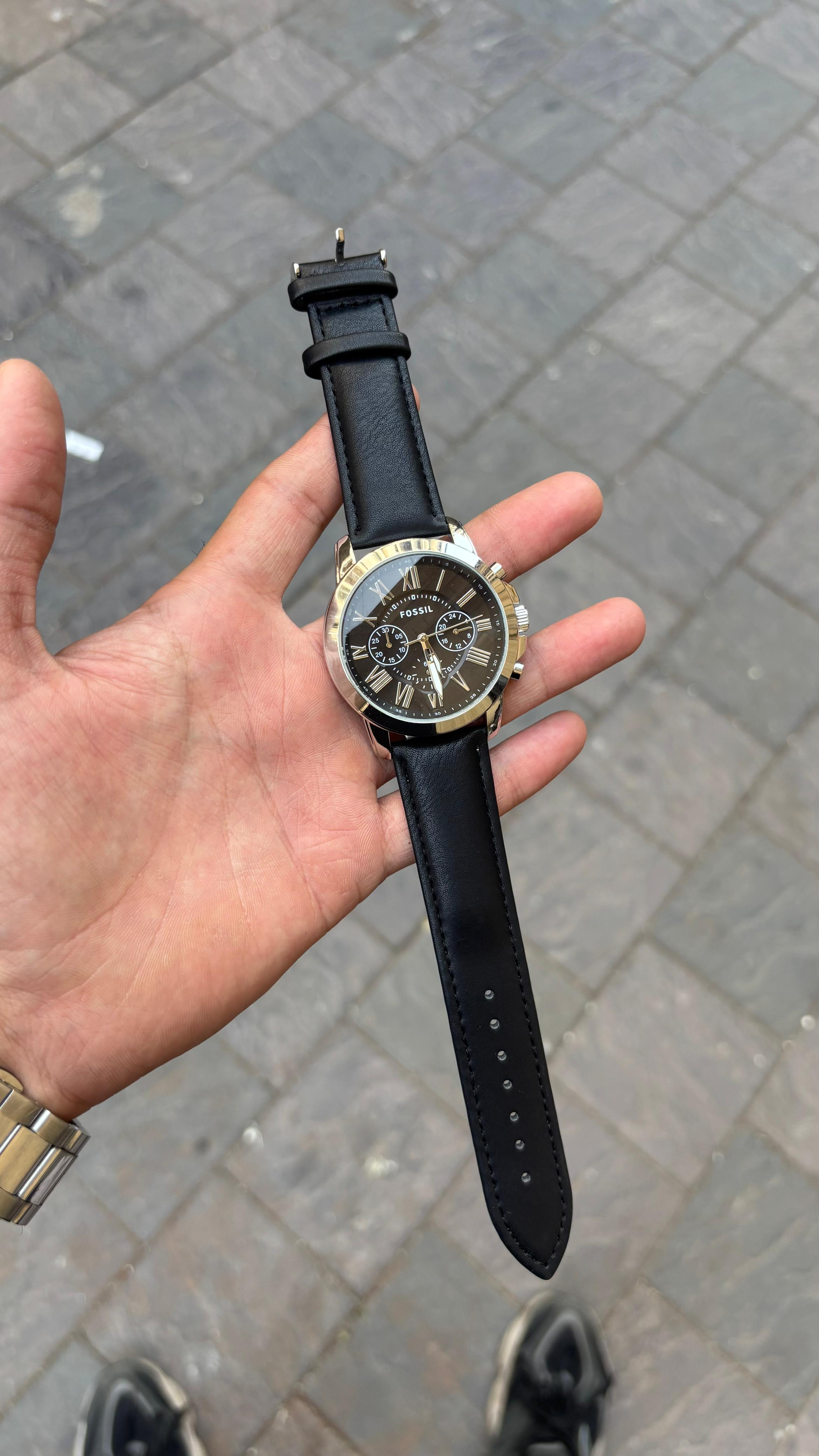 Fossil Silver Black Dial All Chronograph Working Men's Watch