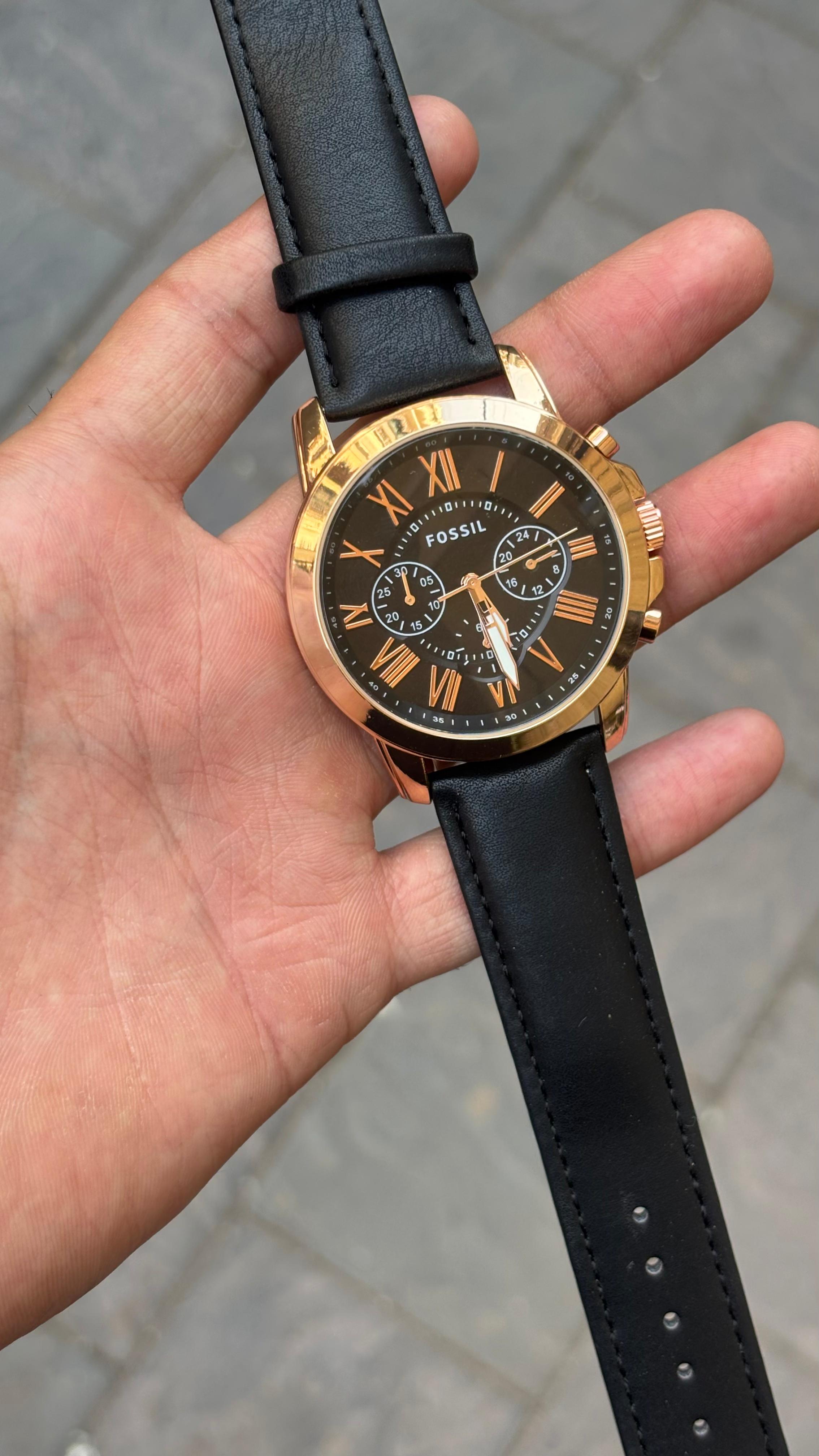 Fossil Black Rose Gold Dial All Chronograph Working Men's Watch