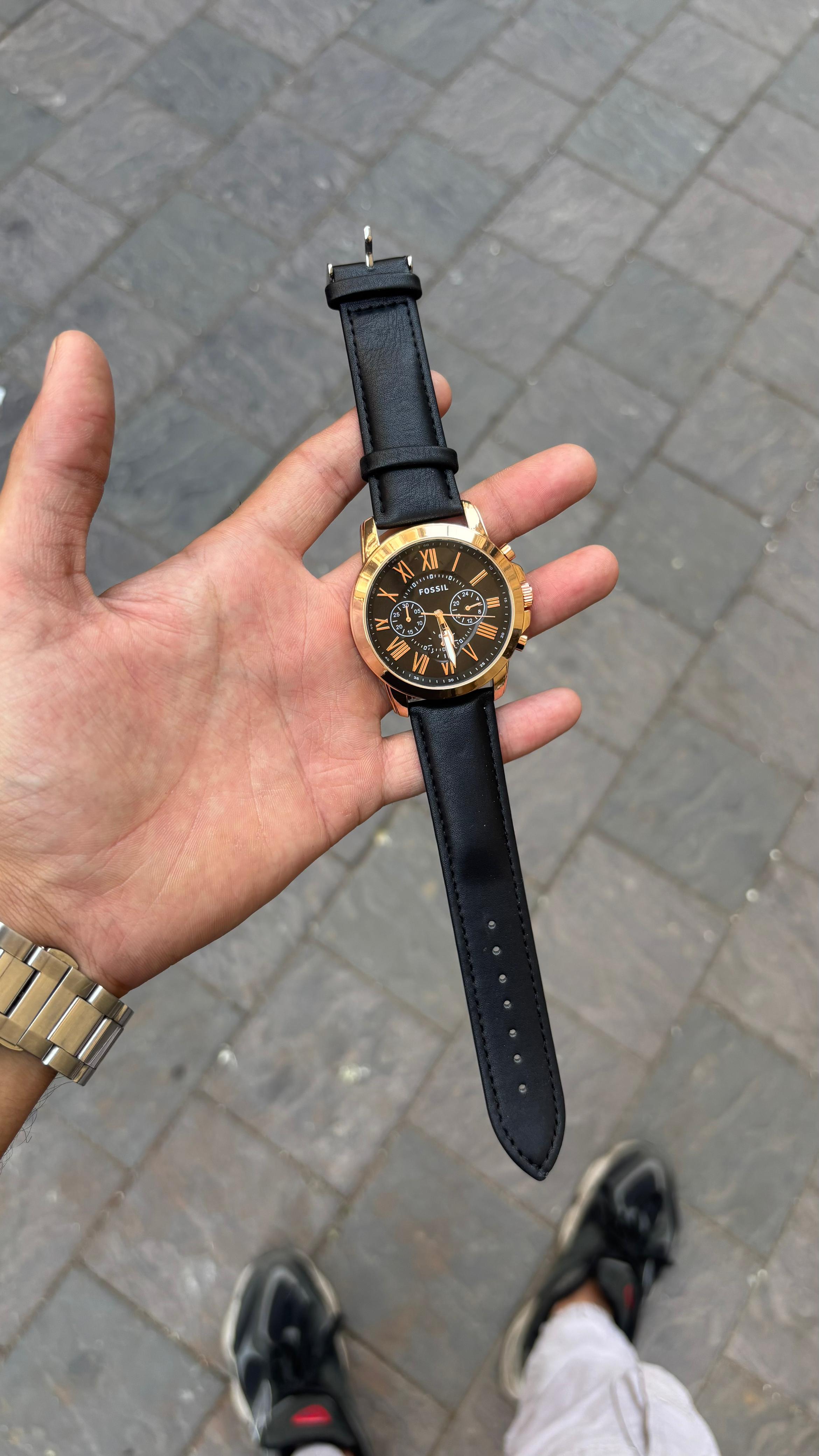 Fossil Black Rose Gold Dial All Chronograph Working Men's Watch