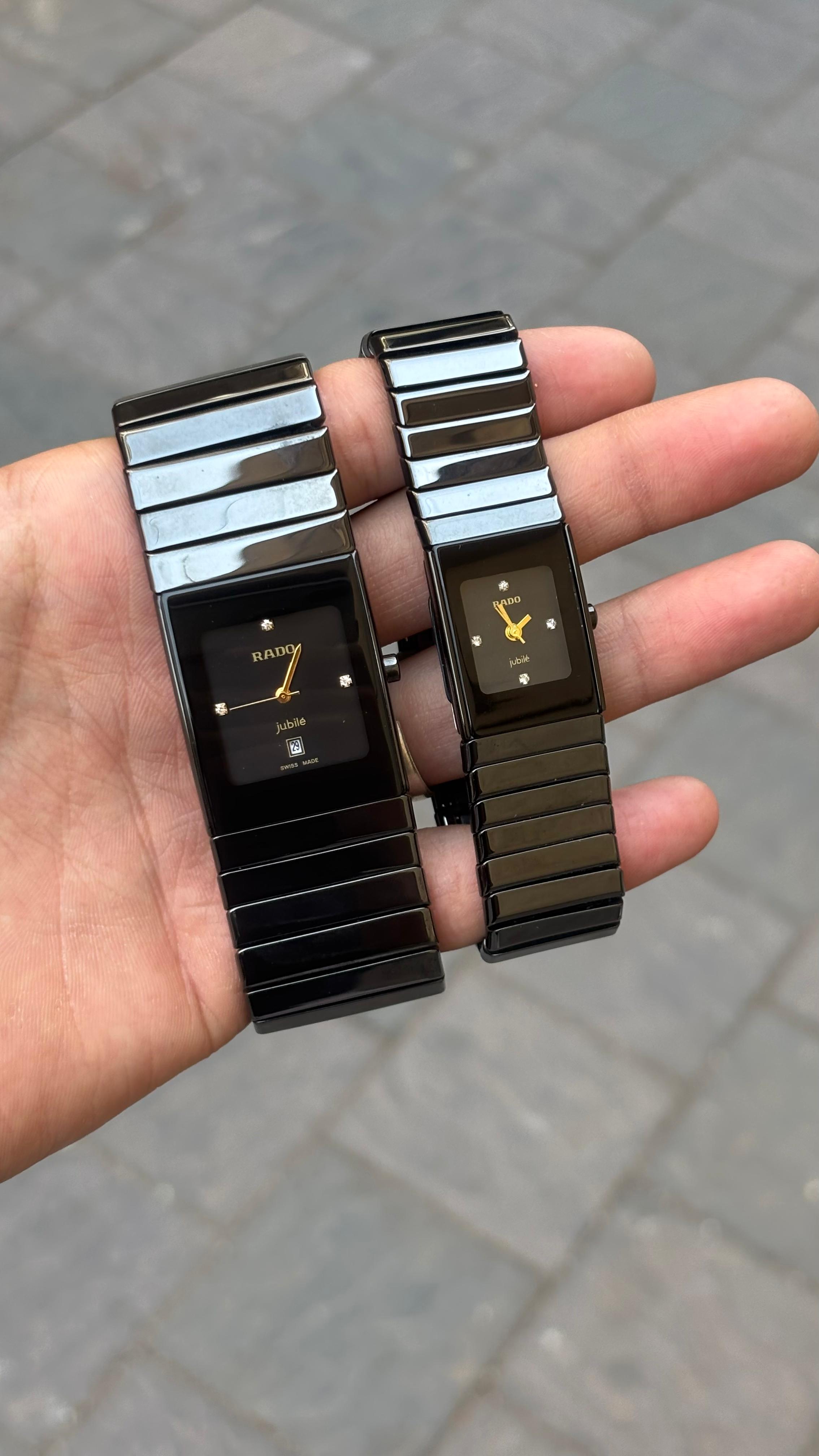 Rado Square Black Dial Couple Watch