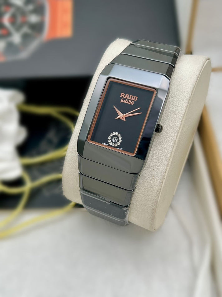 Rado Black Dial Ciramic Belt Watch For Men's