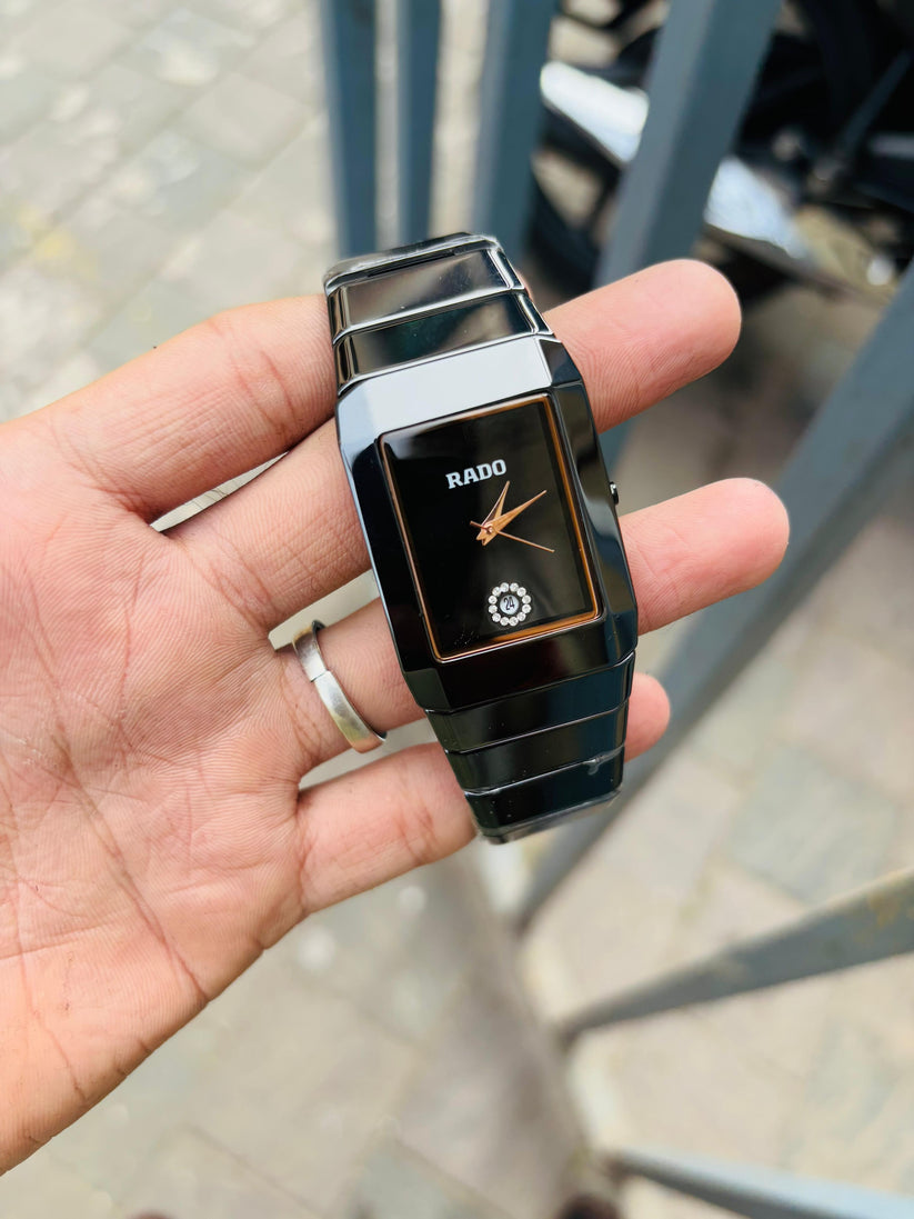 Rado Black Dial Ciramic Belt Watch For Men's