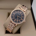Fossil Black & Rose Gold Dial Watch For Women's