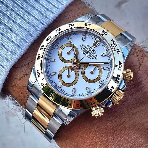 Ro-le-x Automatic Silver White Dial Analog Chronograph Men's Watch