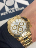 Rolex Automatic Golden And White Dial Analog Chronograph Round Men's Watch