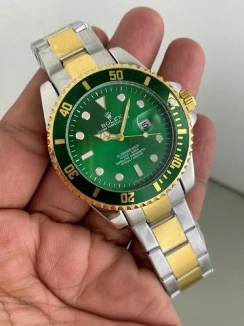 Ro.lex Submariner Quartz Green Dial Men's Watch